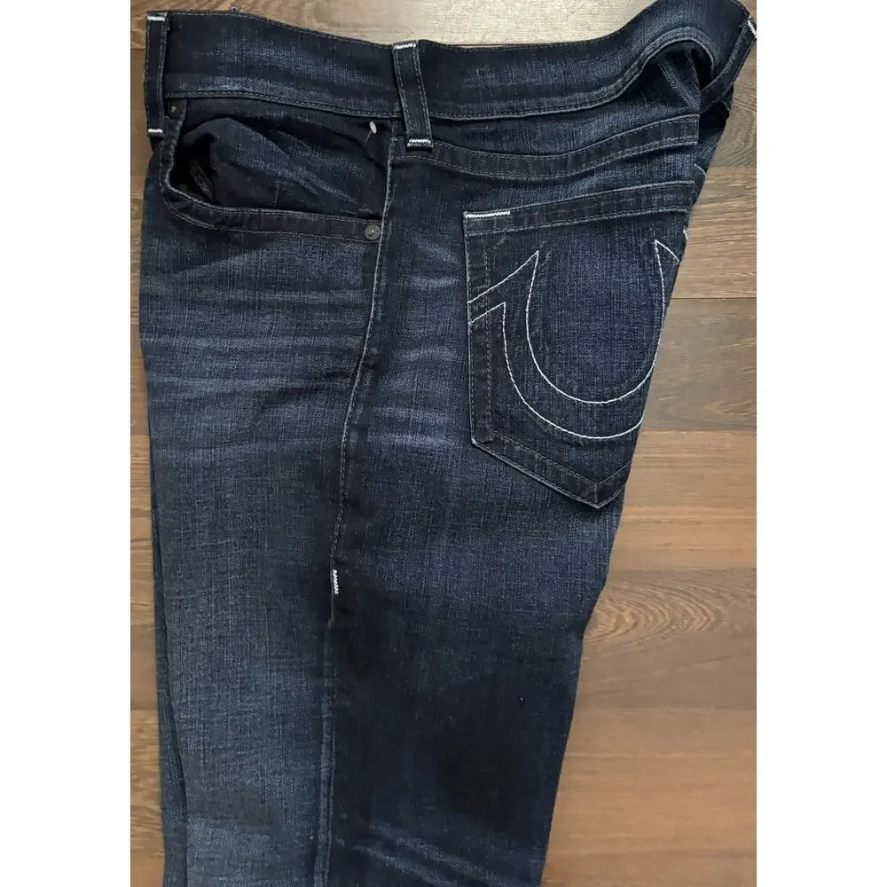 Rare Find True Religion Jeans Ricky Relaxed Straight No Flap Blue Denim 40x33Men